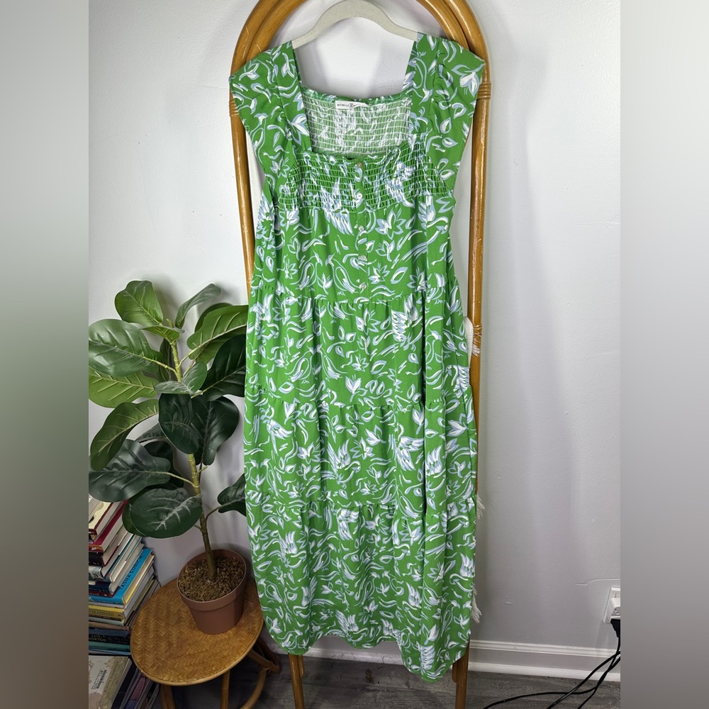 Michelle McDowell Green Printed Dress sz L